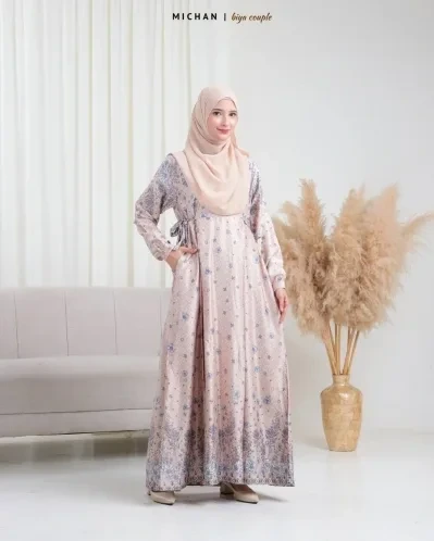 Michan - Gamis Dewasa - Biya Couple Dress Cream - Michan.co.id