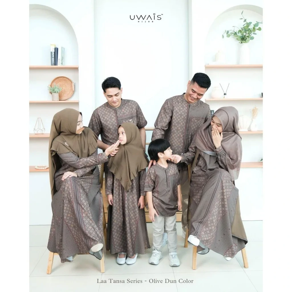 Uwais - Laa Tansa Series Sarimbit 2025 Olive Dun Family Set Keluarga Baju Lebaran Muslim