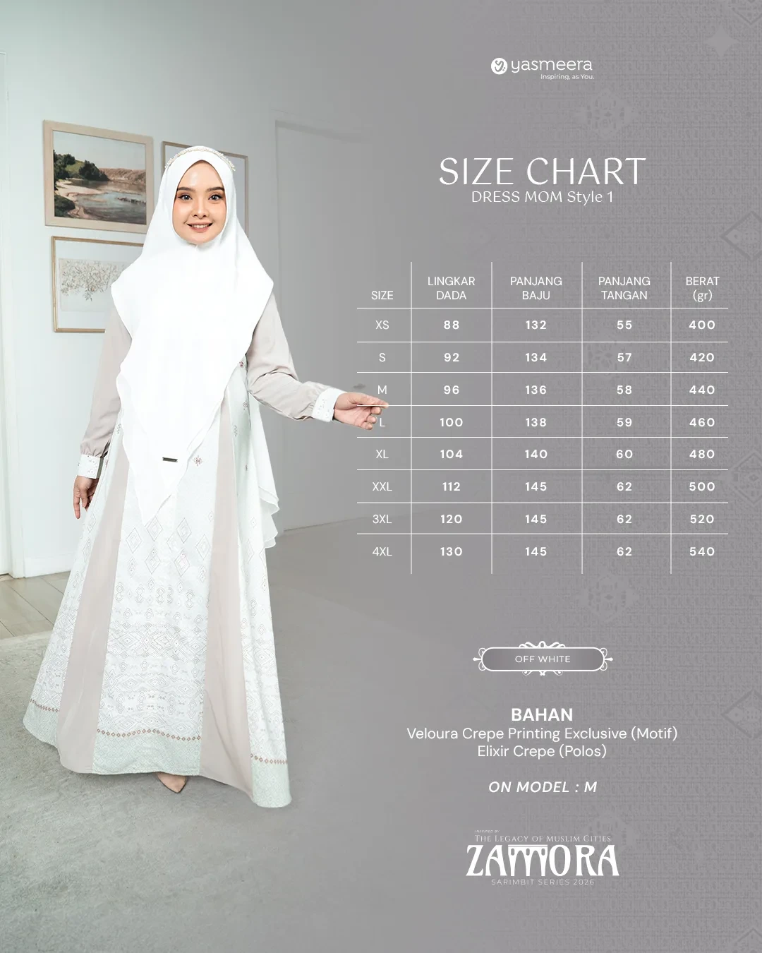Yasmeera - GAMIS ZAMORA STYLE 1 DEWASA GRADE B thumb 25