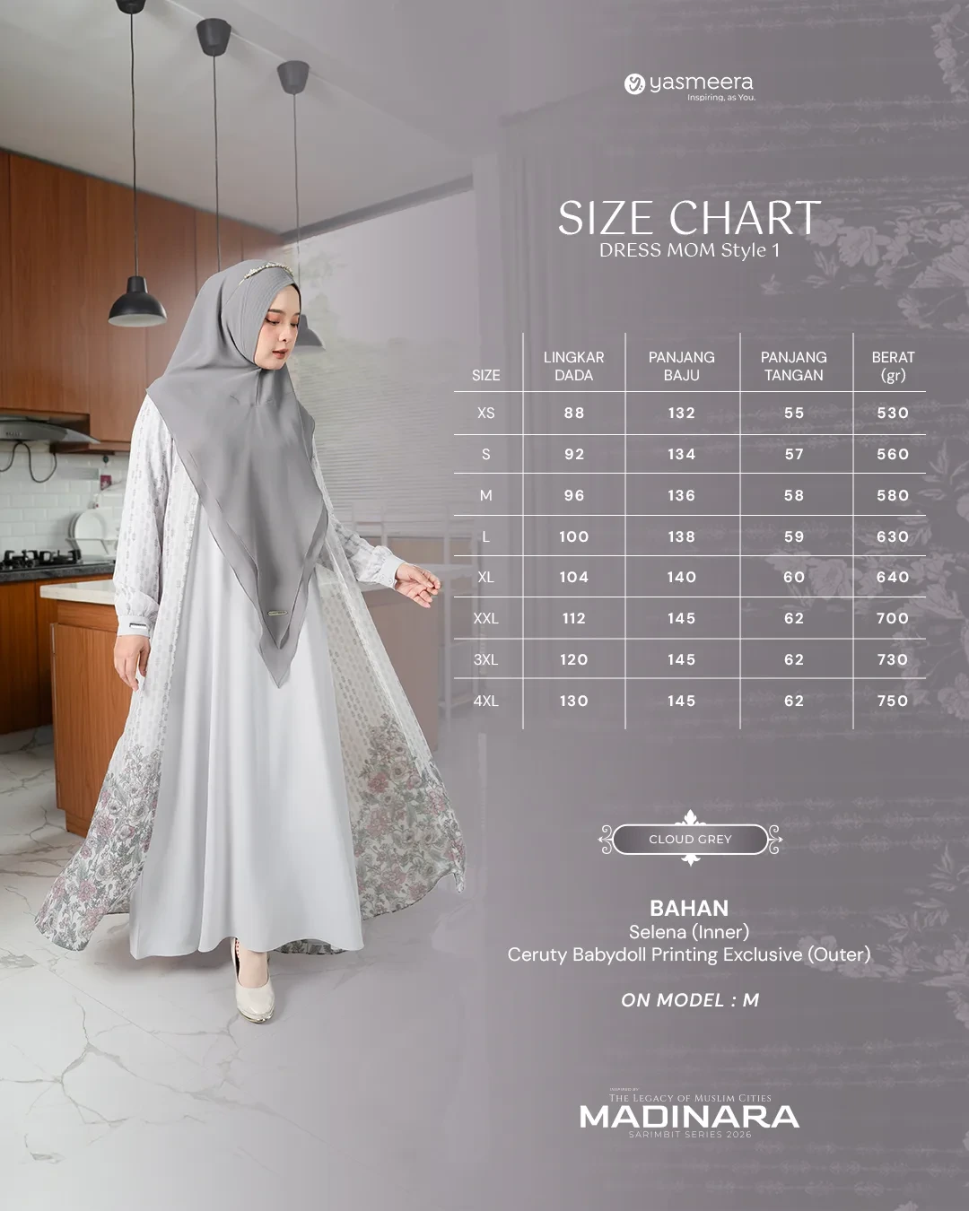 Yasmeera - GAMIS MADINARA STYLE 1 DEWASA GRADE B thumb 31