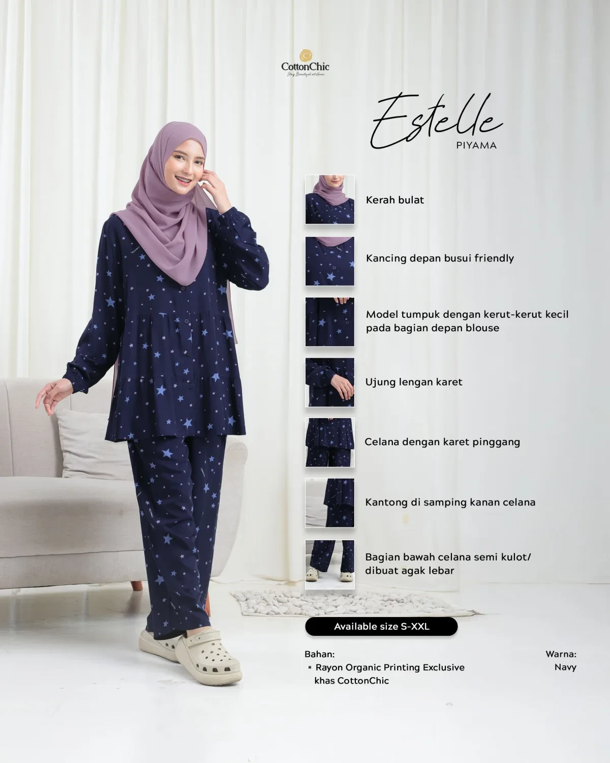 Yasmeera - PAJAMAS ESTELLE DEWASA thumb 6