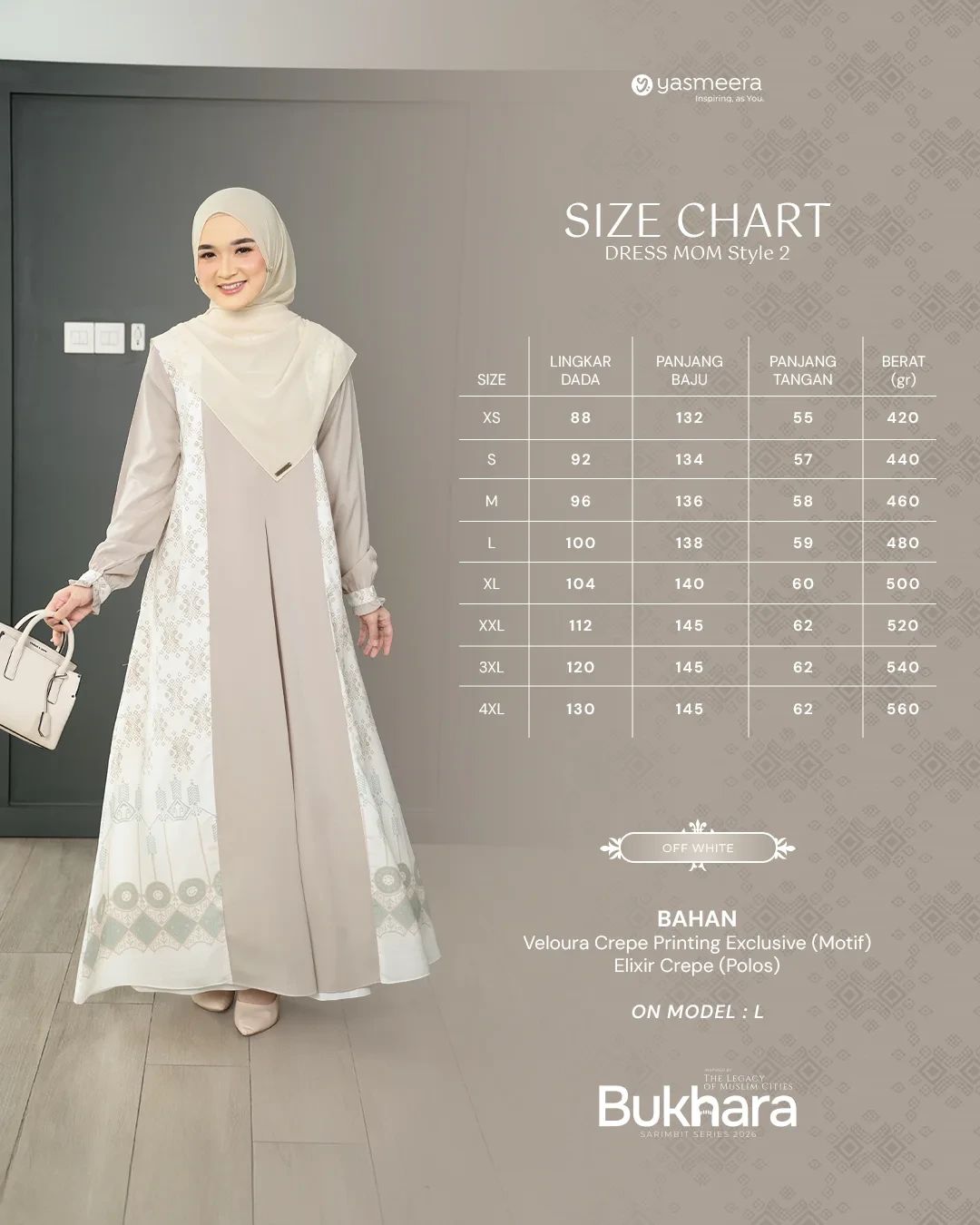 Yasmeera - GAMIS BUKHARA STYLE 2 DEWASA GRADE B thumb 27