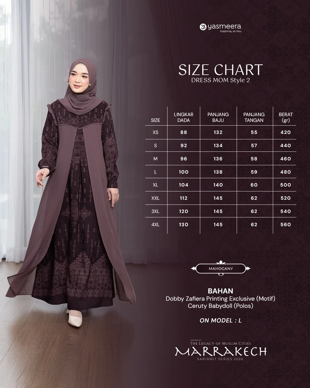 Yasmeera - GAMIS MARRAKECH STYLE 2 DEWASA GRADE B thumb 22