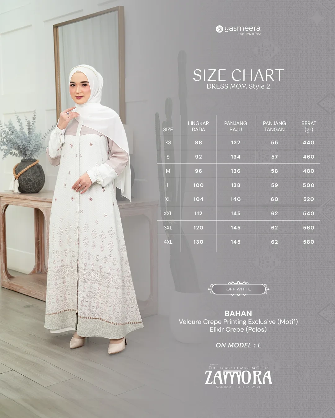 Yasmeera - GAMIS ZAMORA STYLE 2 DEWASA GRADE B thumb 5