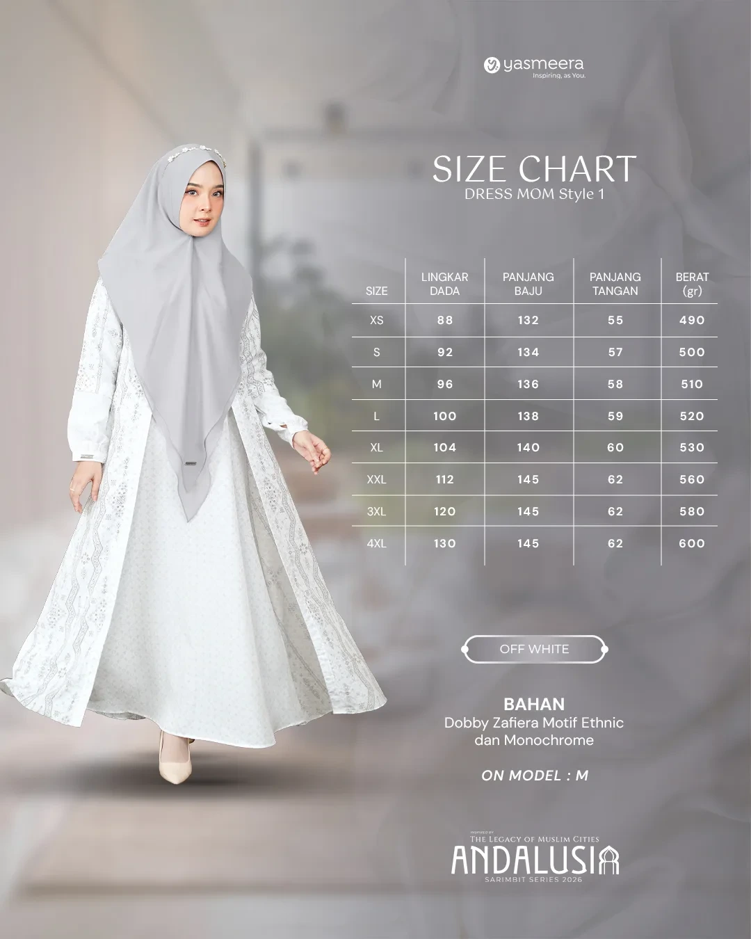 Yasmeera - GAMIS ANDALUSIA STYLE 1 DEWASA GRADE B thumb 14