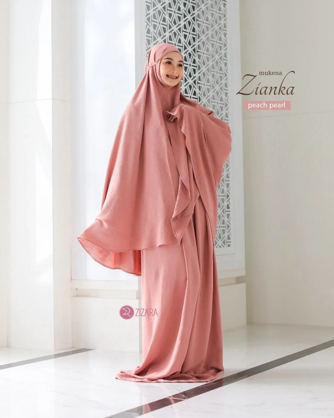 Zizara - Mukena Zianka Peach Pearl thumb 2