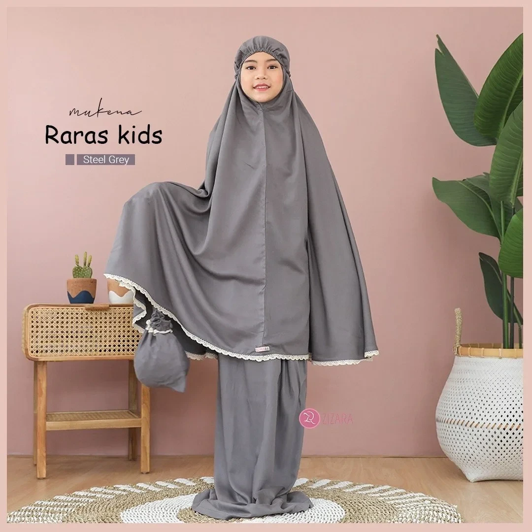 Zizara - Mukena Raras Kids Steel Grey thumb 2