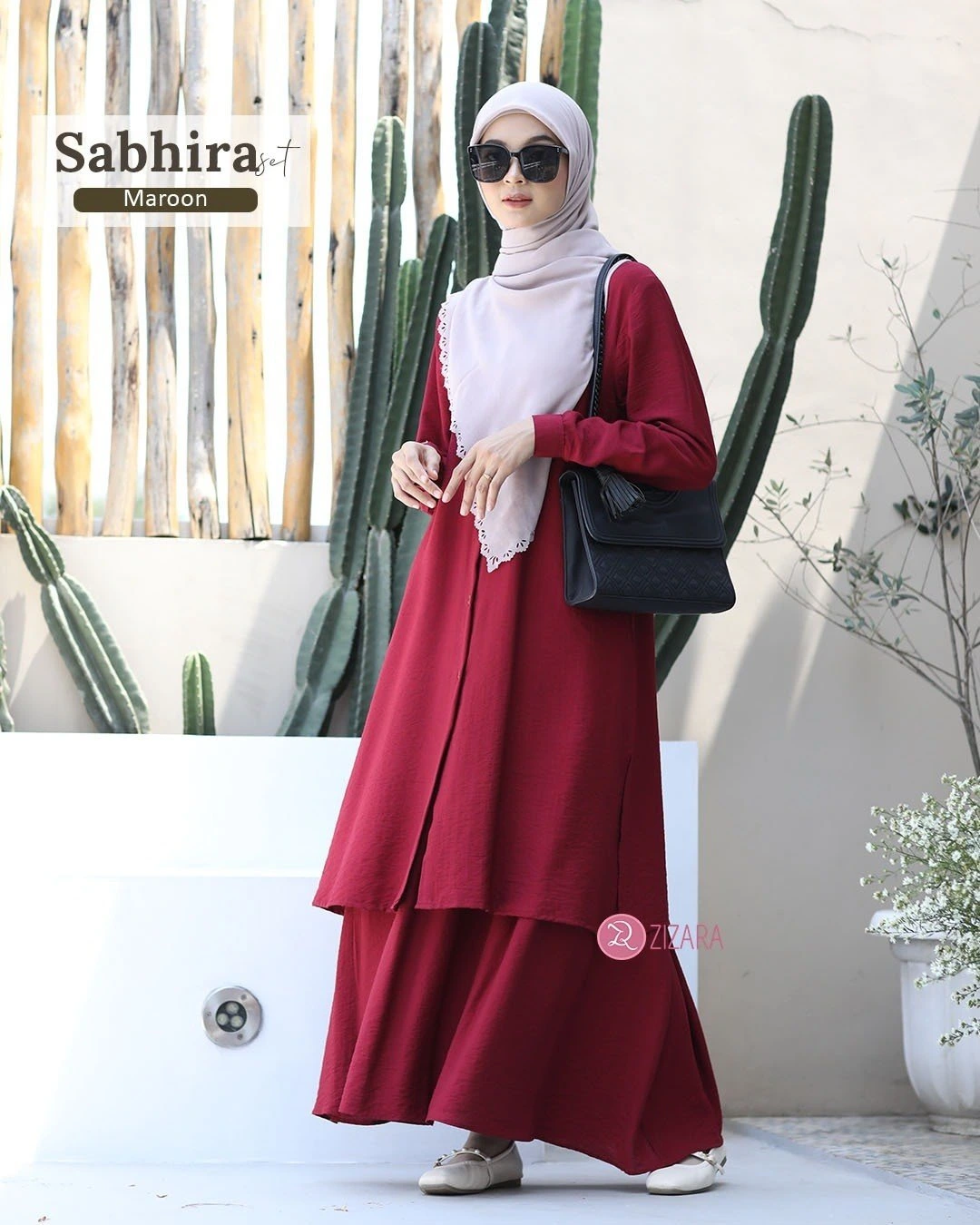 Zizara - Sabhira Set Maroon thumb 2