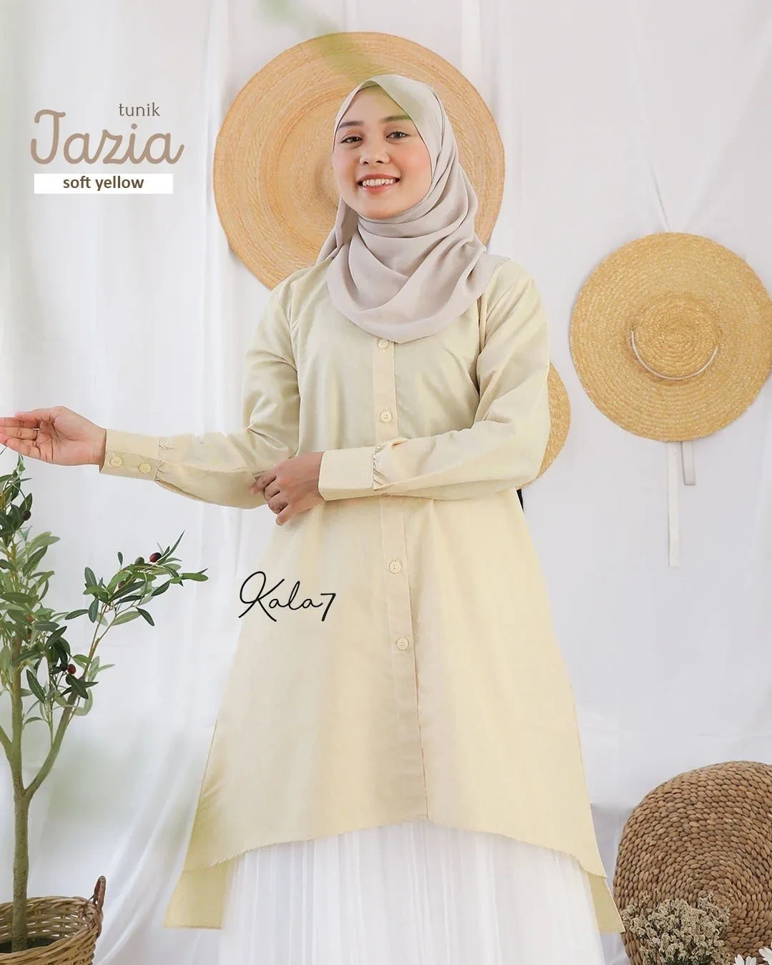 Zizara - Tunik Jazia Soft Yellow thumb 2