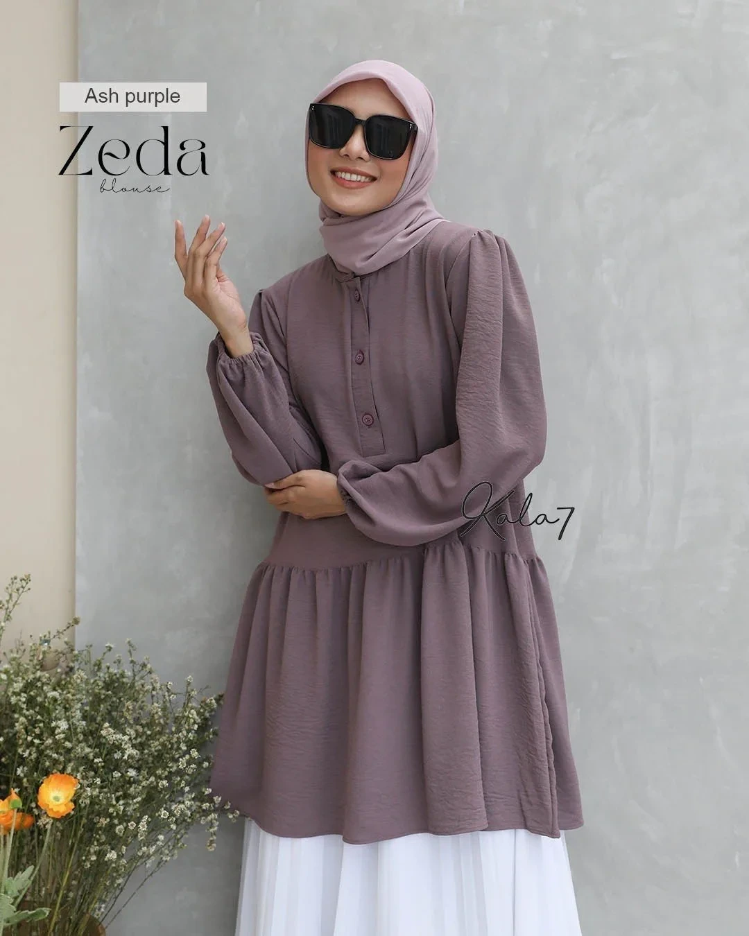 Zizara - Blouse Zeda Ash Purple thumb 2